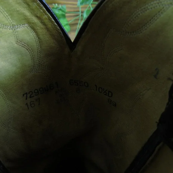 Dan Post Men's 10.5D Black Leather Cowboy‎ Western Boots Stitch Detail